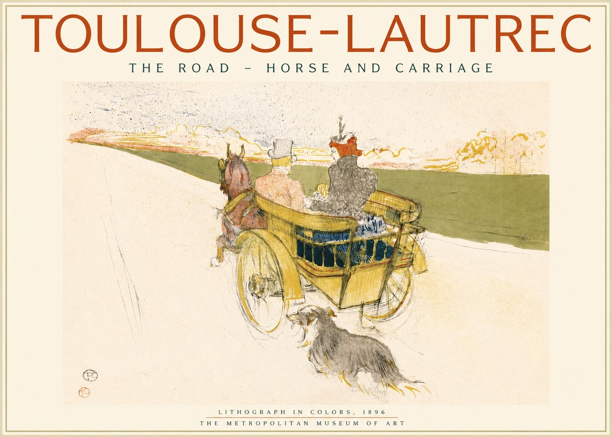 Toulouse-Lautrec The Road - Horse and Carriage No2 - Juliste
