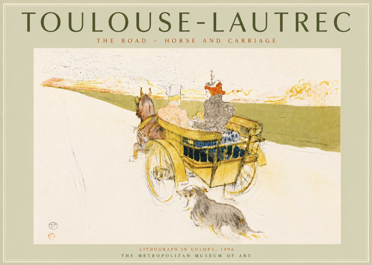 Toulouse-Lautrec The Road - Horse and Carriage No5 - Juliste