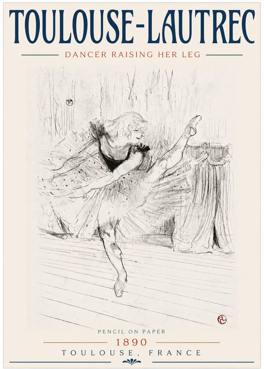 Toulouse-Lautrec Dancer Raising Her Leg No3 - Juliste