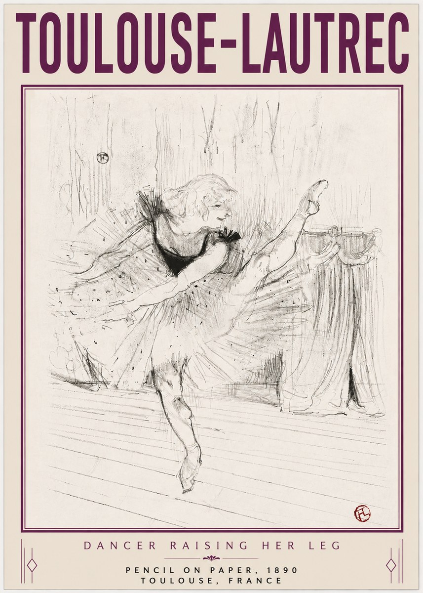 Toulouse-Lautrec Dancer Raising Her Leg No4 - Juliste