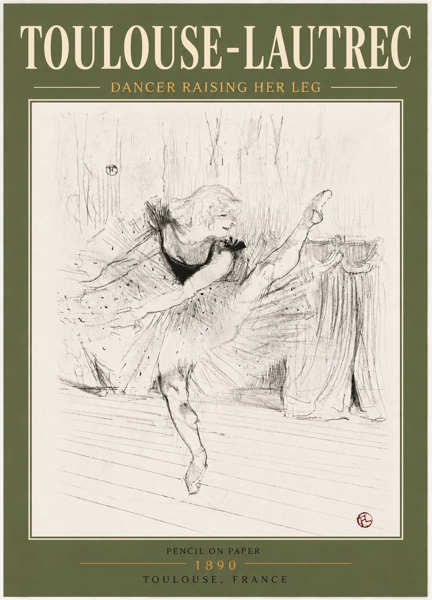 Toulouse-Lautrec Dancer Raising Her Leg No5 - Juliste
