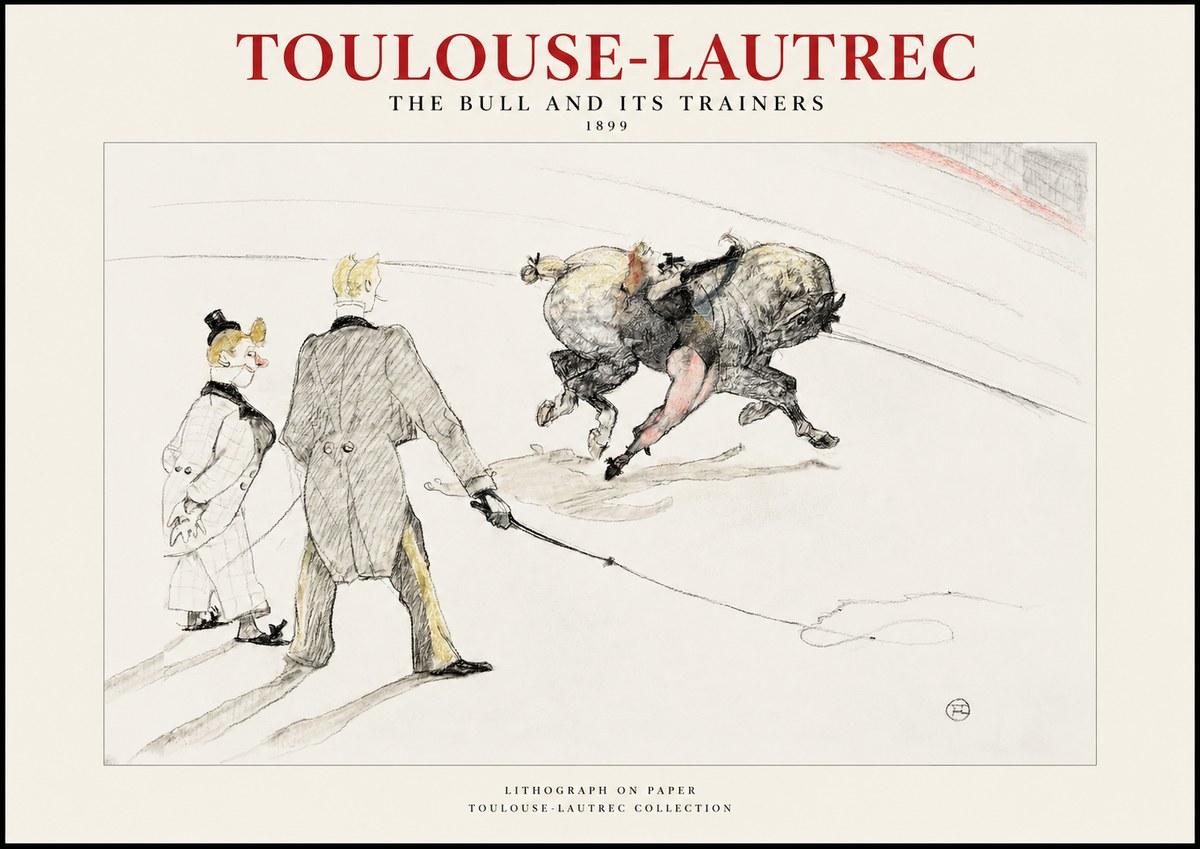Toulouse-Lautrec The Bull and Its Trainers No1 - Juliste