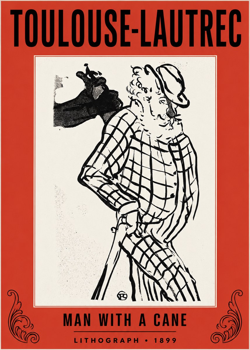 Toulouse-Lautrec Man with a Cane No2 - Juliste