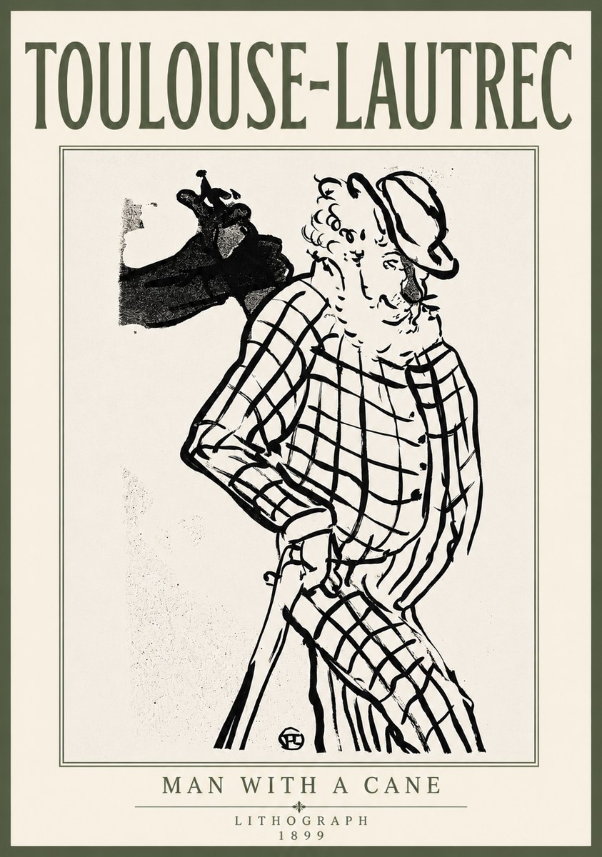 Toulouse-Lautrec Man with a Cane No6 - Juliste