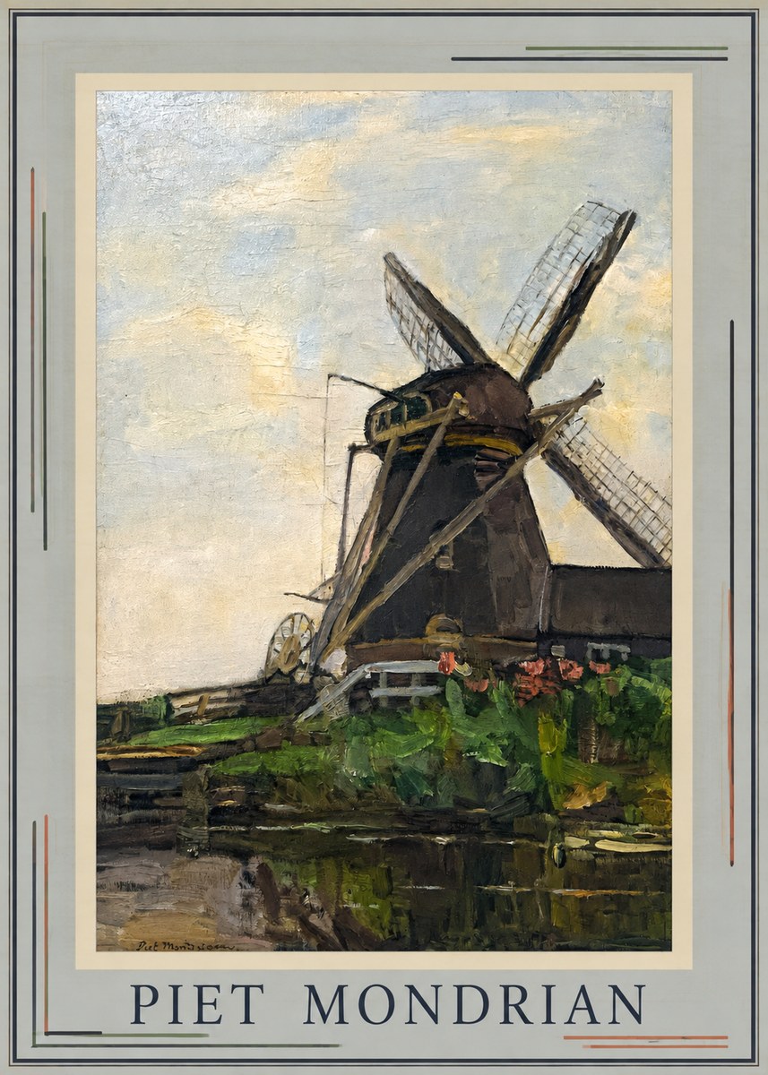 Piet Mondrian Windmill by the Water I No1 - Juliste