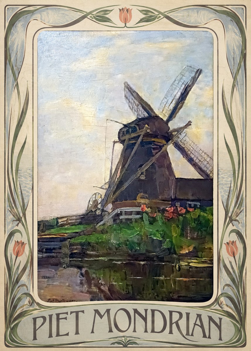 Piet Mondrian Windmill by the Water I No3 - Juliste