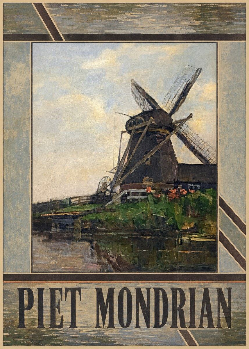 Piet Mondrian Windmill by the Water I No5 - Juliste