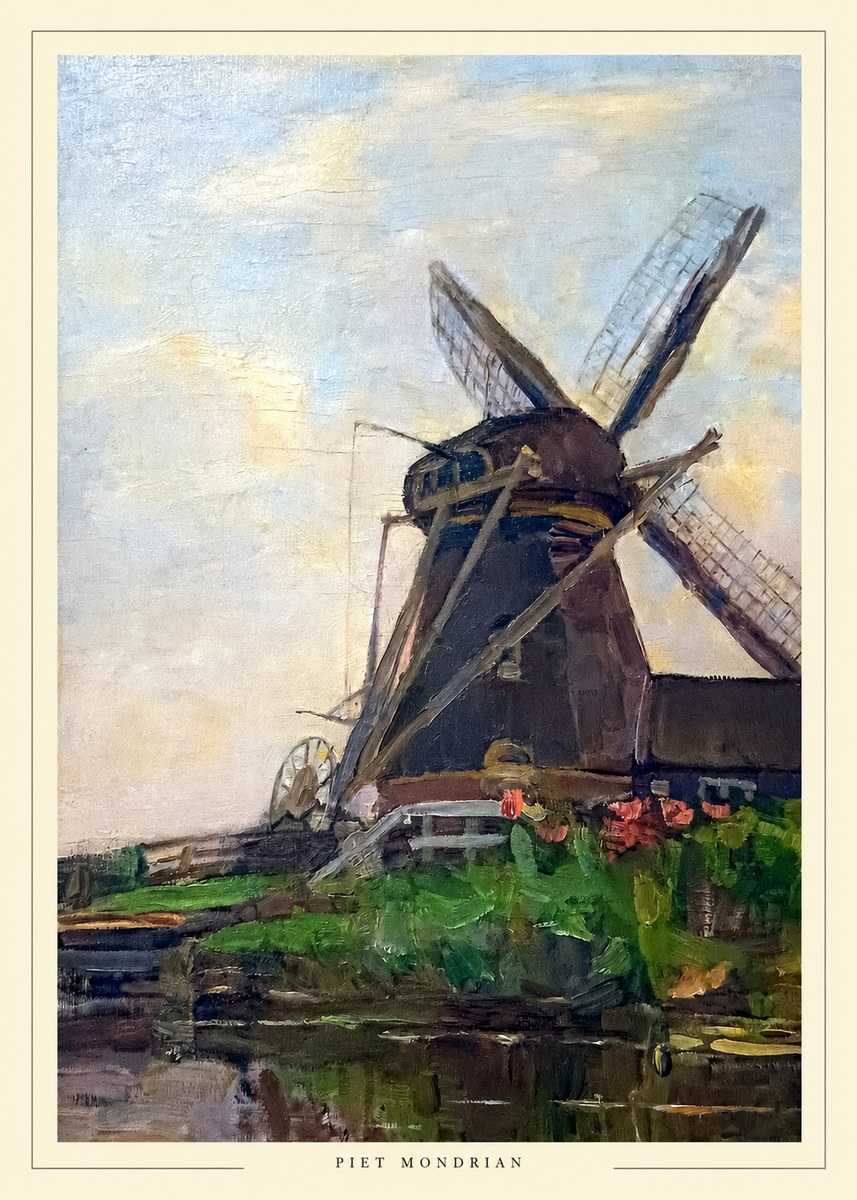 Piet Mondrian Windmill by the Water I No6 - Juliste