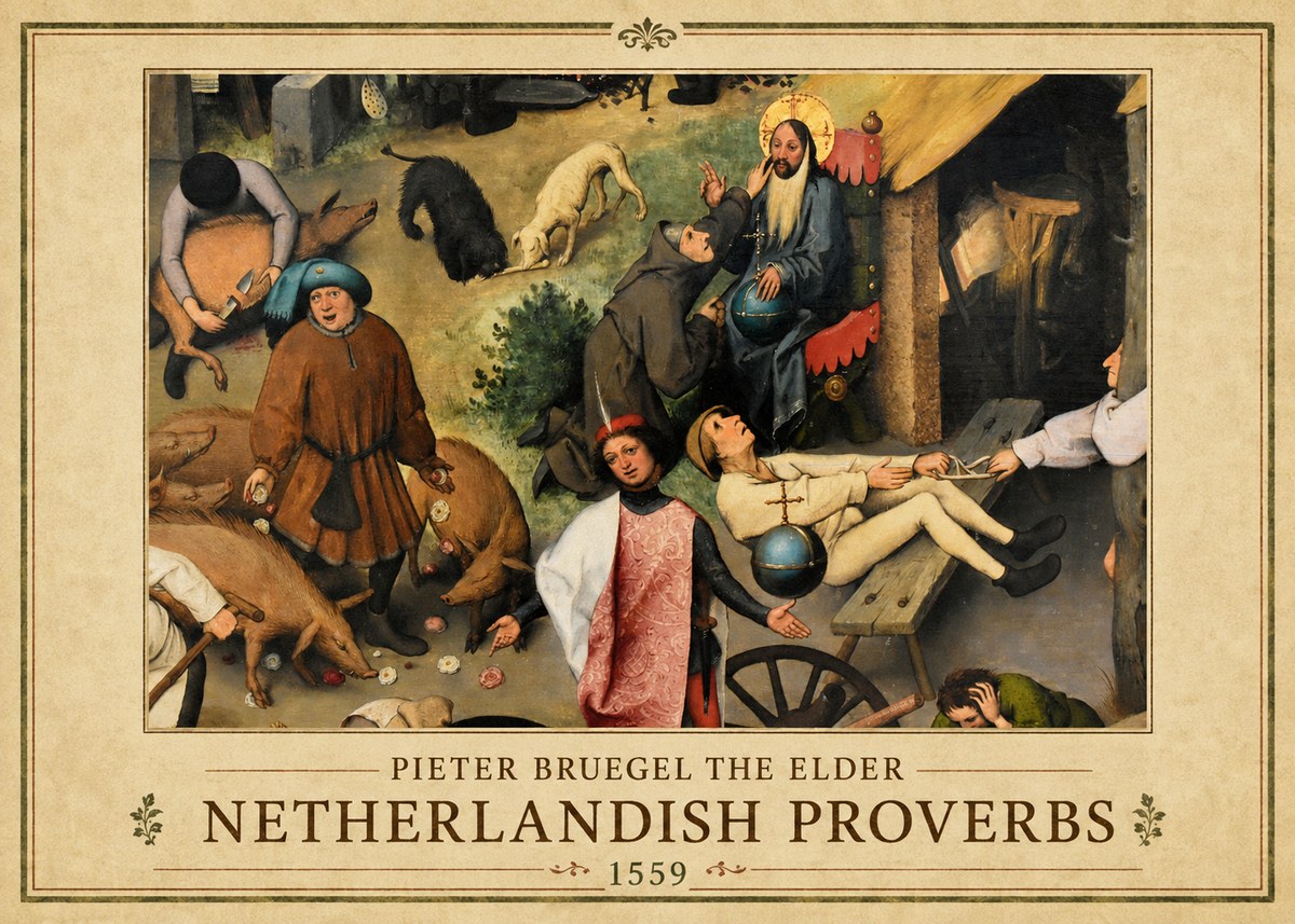 Pieter Bruegel Netherlandish Proverbs IV No1 - Juliste