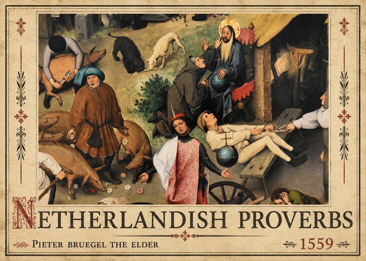 Pieter Bruegel Netherlandish Proverbs IV No2 - Juliste