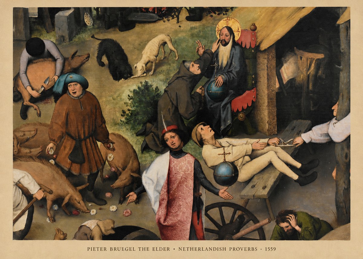 Pieter Bruegel Netherlandish Proverbs IV No6 - Juliste