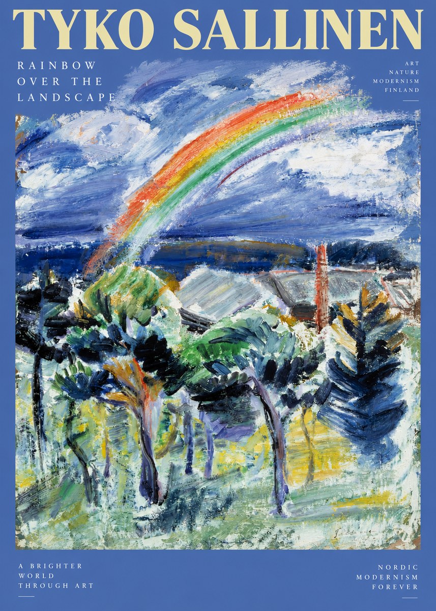 Tyko Sallinen Rainbow over the Landscape No2 - Juliste