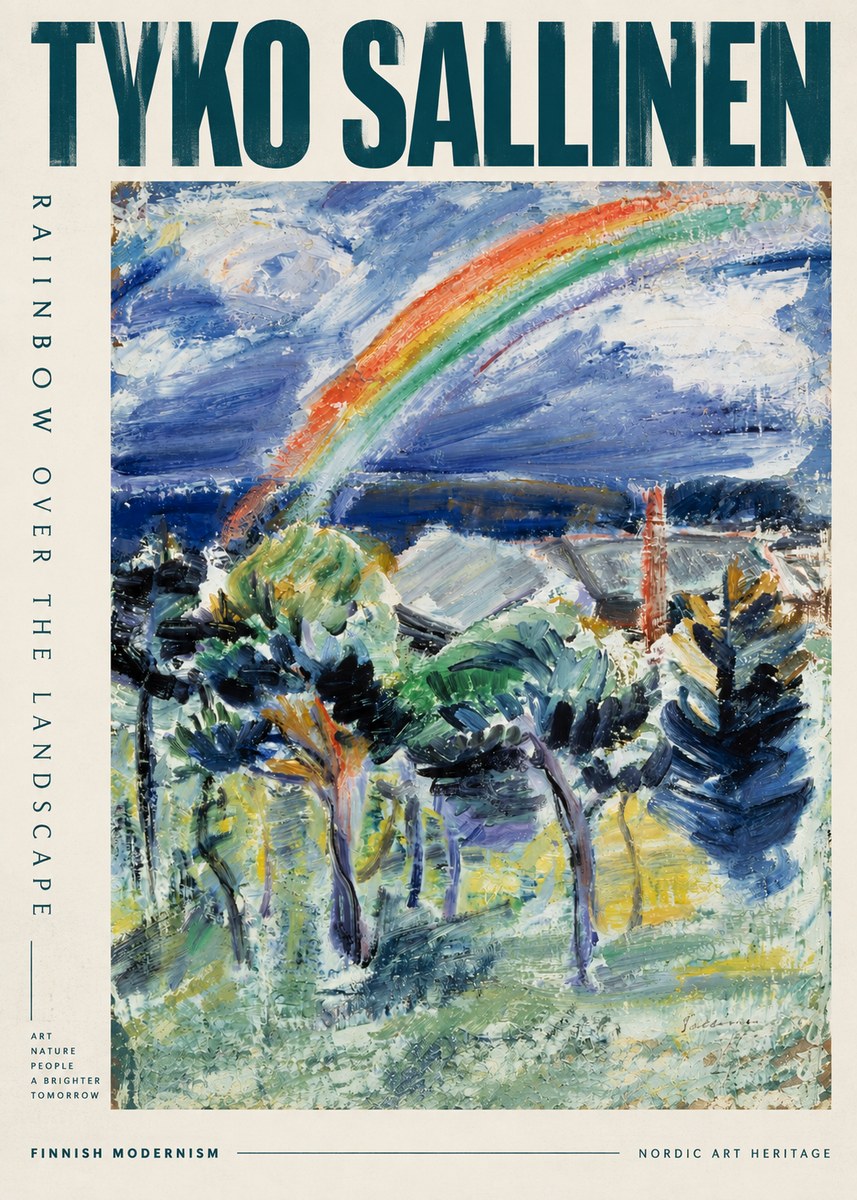 Tyko Sallinen Rainbow over the Landscape No5 - Juliste