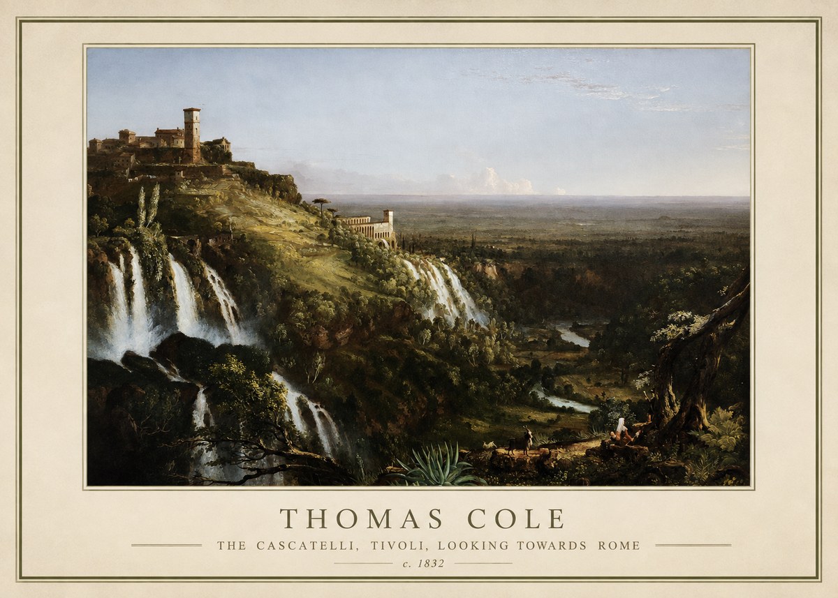 Thomas Cole The Cascatelli, Tivoli, Looking Towards Rome No2 - Juliste