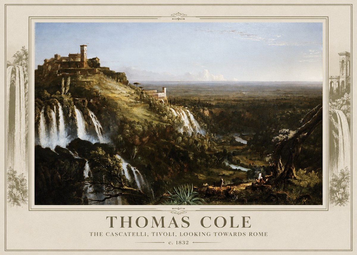 Thomas Cole The Cascatelli, Tivoli, Looking Towards Rome No3 - Juliste