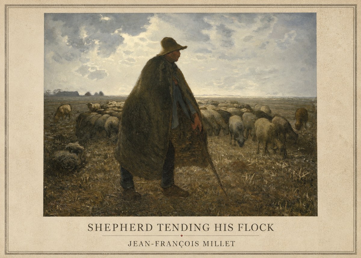 Jean-François Millet Shepherd Tending His Flock No1 - Juliste