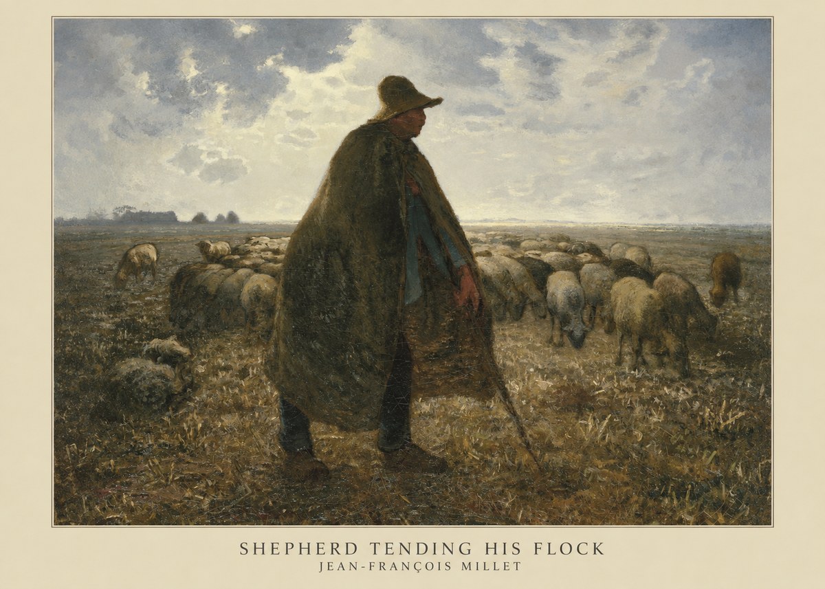 Jean-François Millet Shepherd Tending His Flock No5 - Juliste