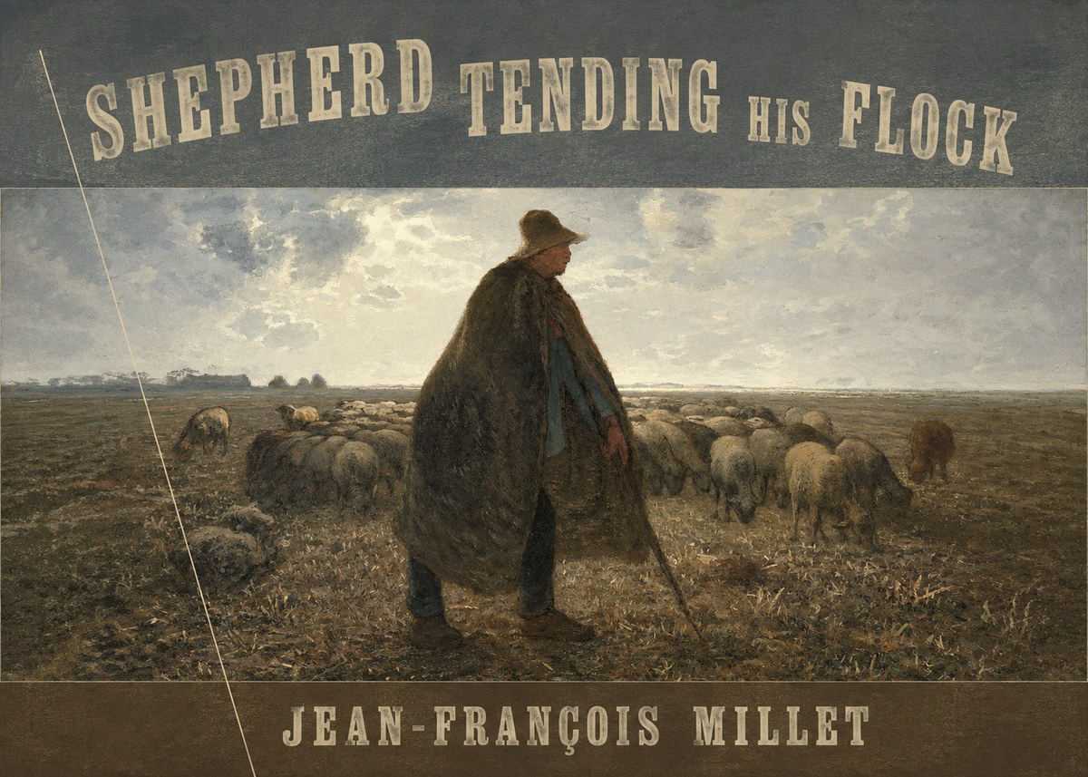 Jean-François Millet Shepherd Tending His Flock No6 - Juliste