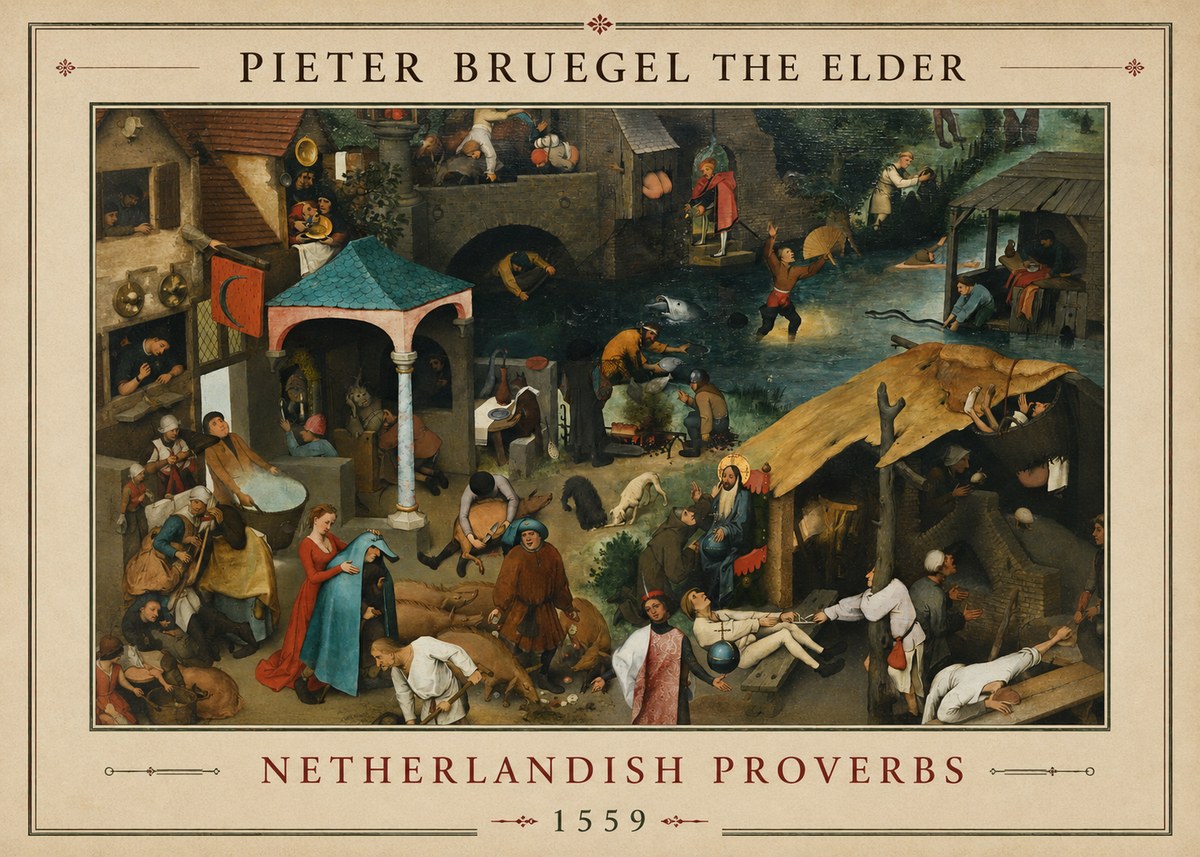 Pieter Bruegel Netherlandish Proverbs V No1 - Juliste