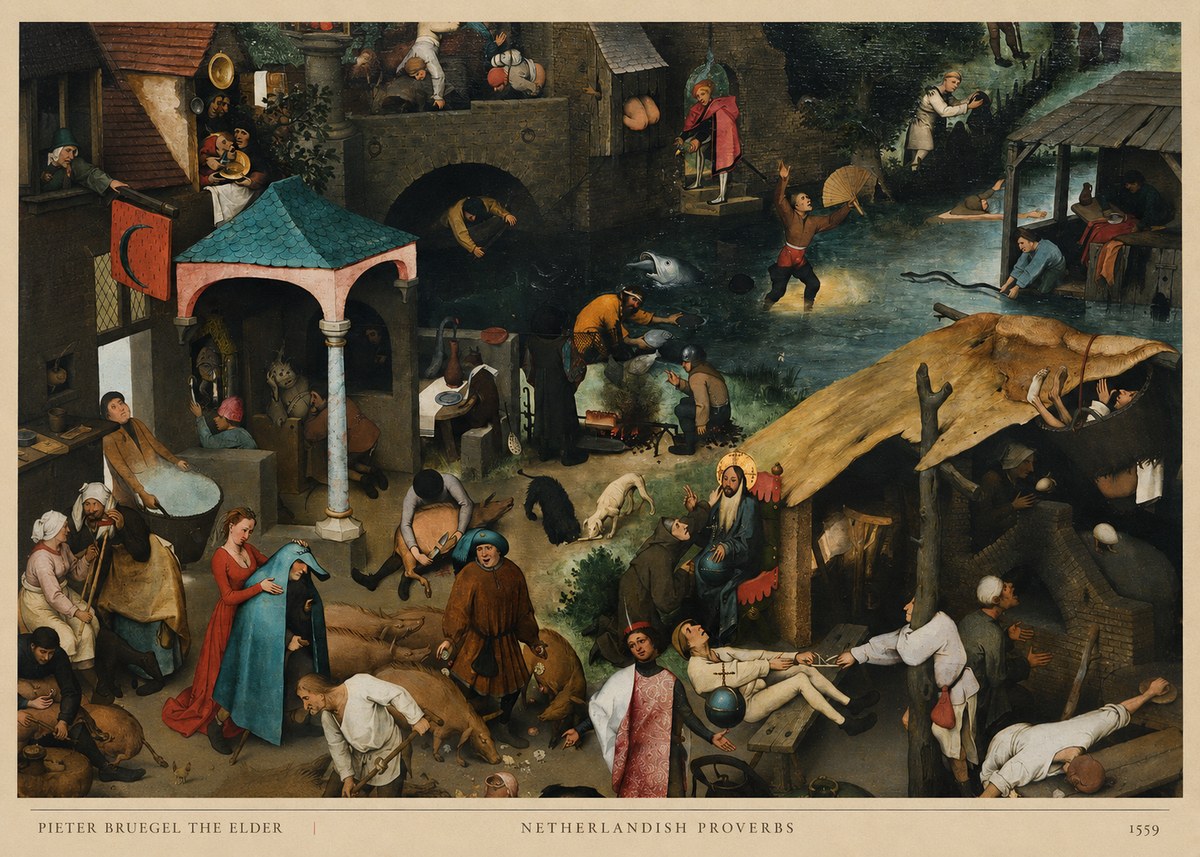 Pieter Bruegel Netherlandish Proverbs V No6 - Juliste