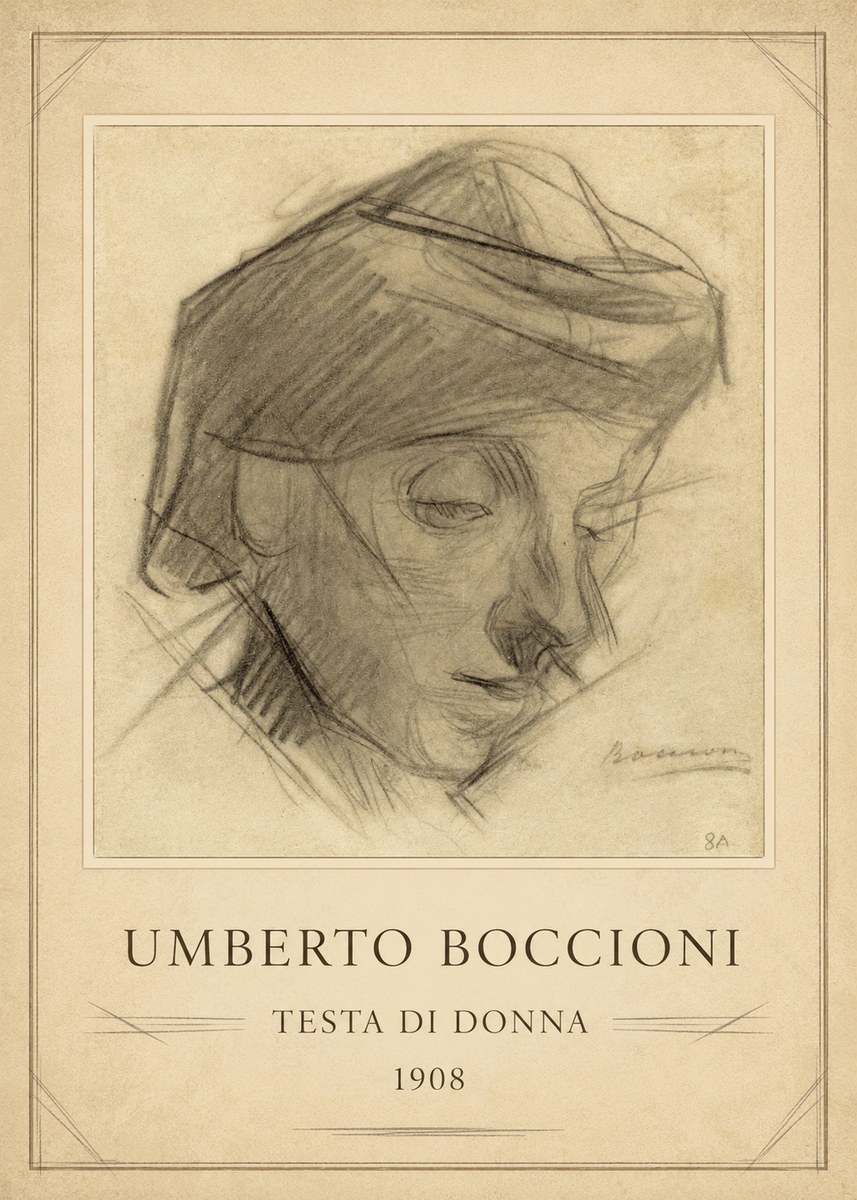 Umberto Boccioni Testa Di Donna No1 - Juliste