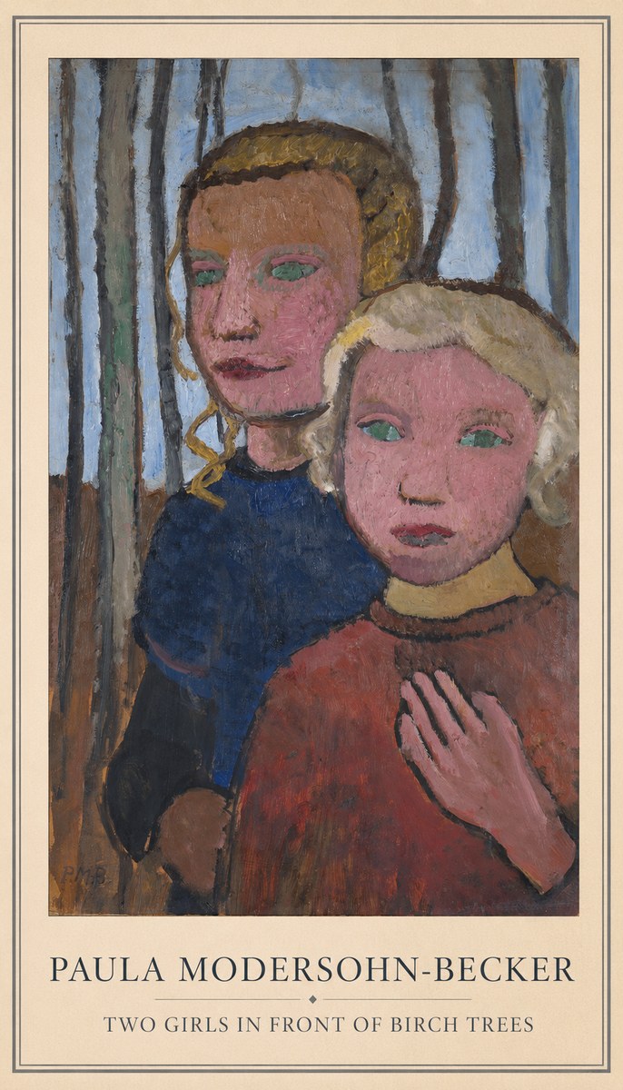 Paula Modersohn-Becker Two Girls in Front of Birch Trees No4 - Juliste