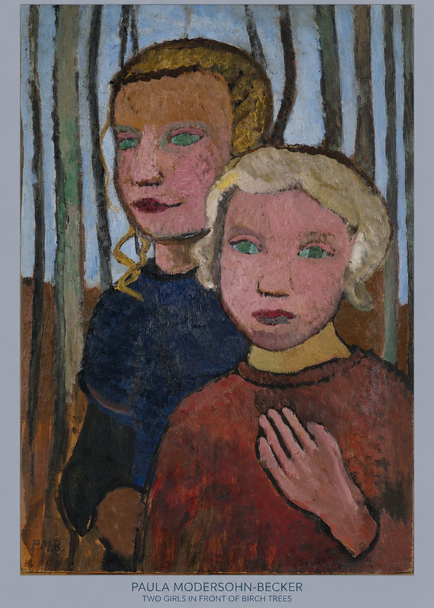 Paula Modersohn-Becker Two Girls in Front of Birch Trees No6 - Juliste