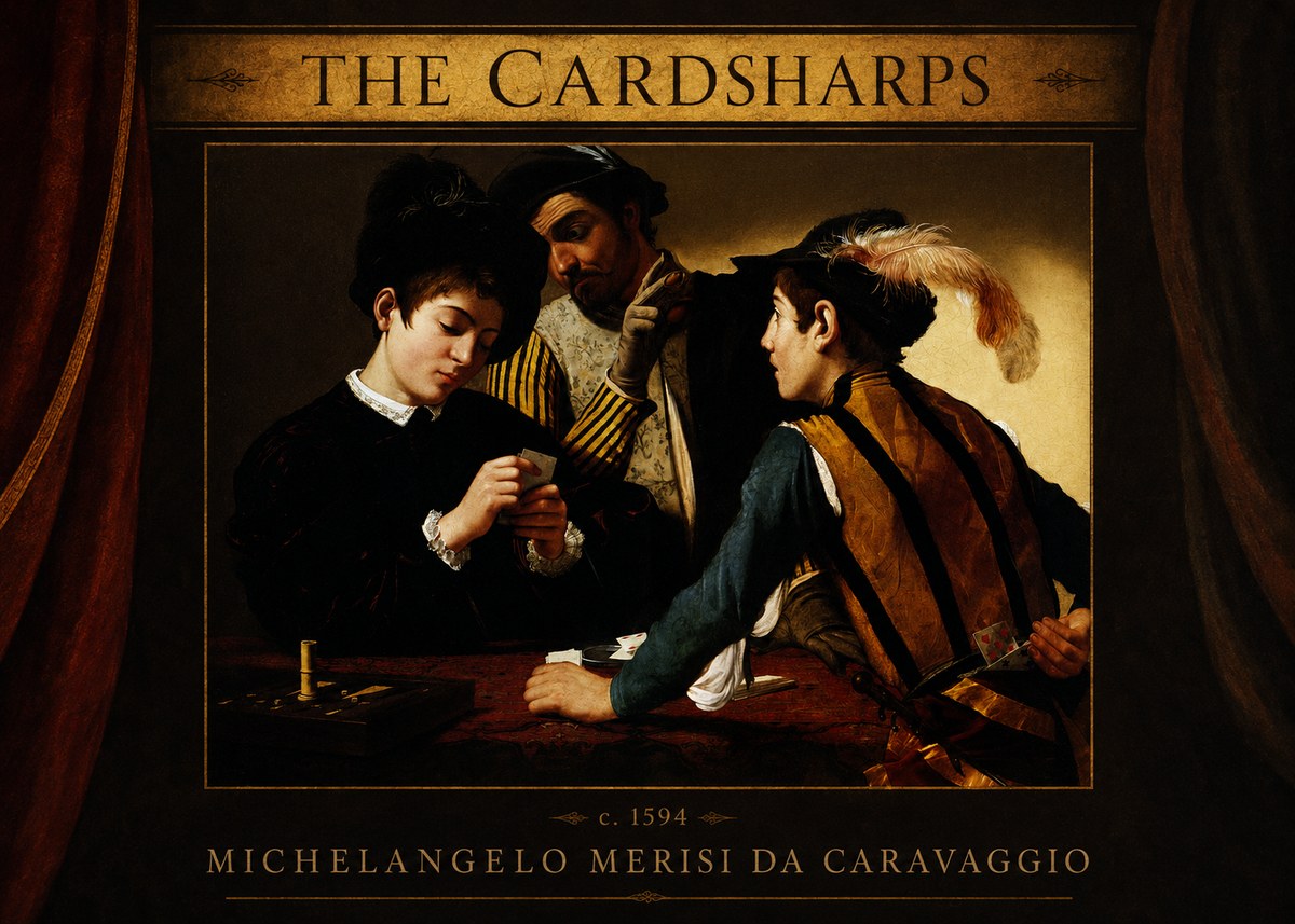 Michelangelo Merisi da Caravaggio The Cardsharps II No3 - Juliste