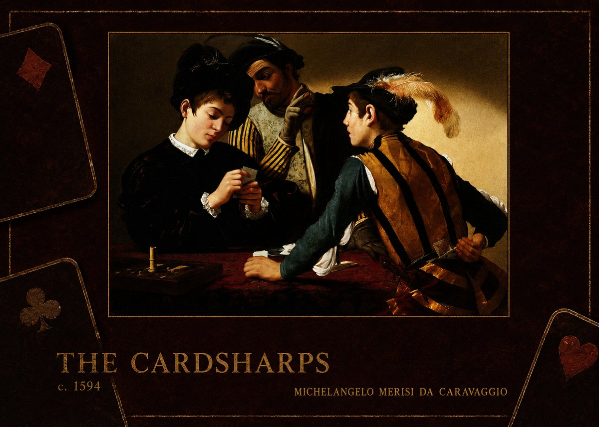 Michelangelo Merisi da Caravaggio The Cardsharps II No4 - Juliste