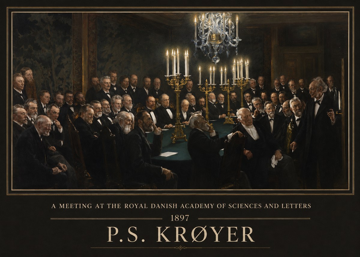 P.S. Krøyer A Meeting at the Royal Danish Academy of Sciences and Letters No1 - Juliste