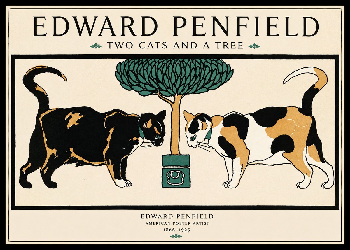 Edward Penfield Two Cats and a Tree No1 - Juliste