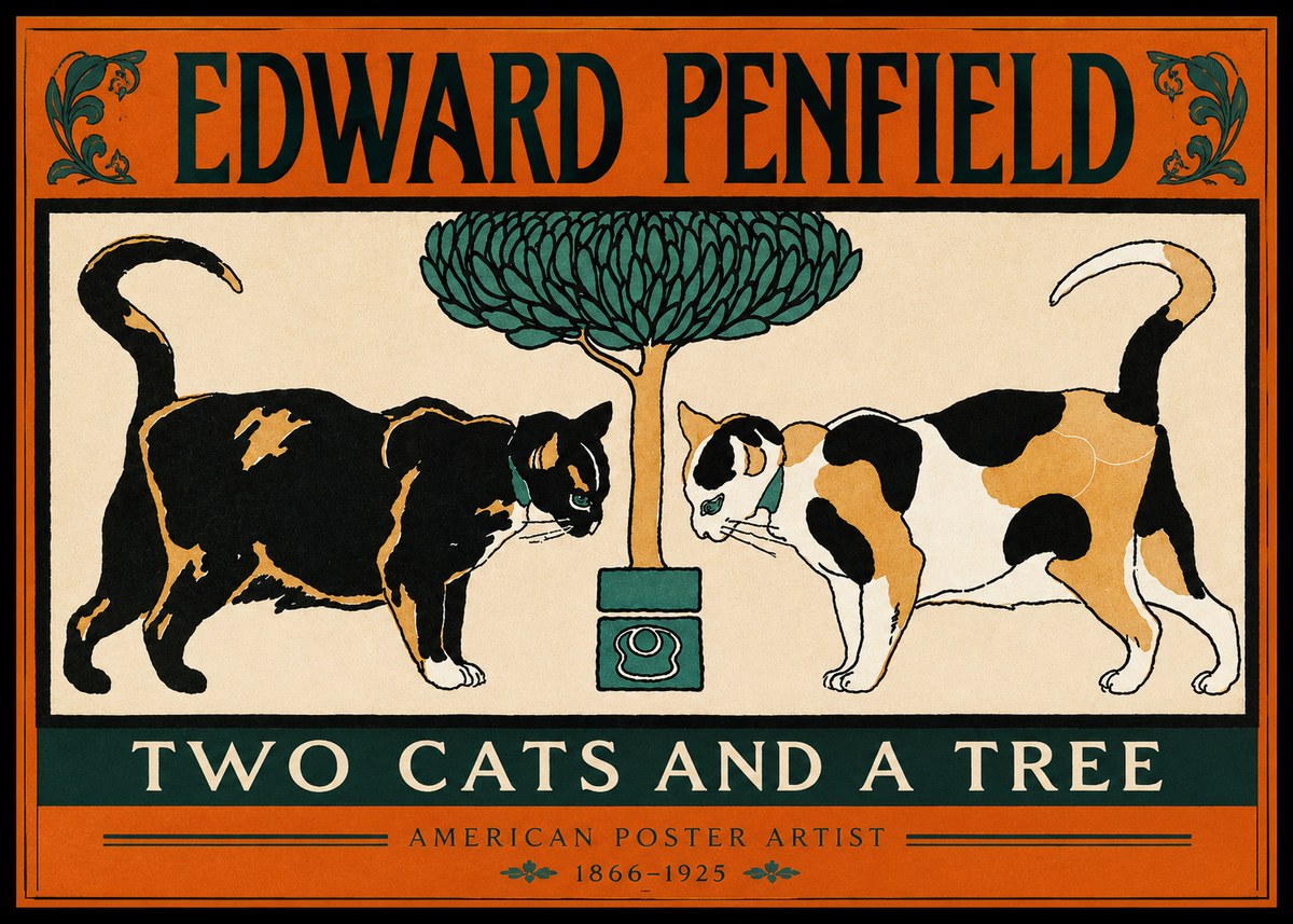 Edward Penfield Two Cats and a Tree No2 - Juliste