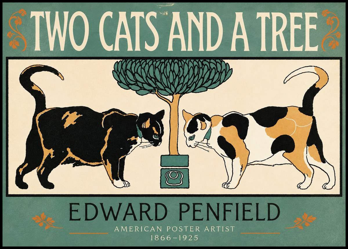 Edward Penfield Two Cats and a Tree No3 - Juliste