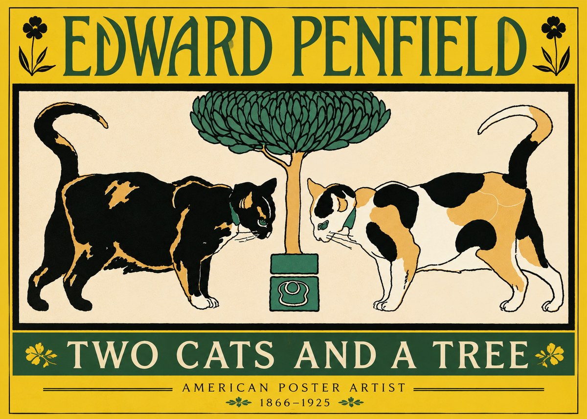Edward Penfield Two Cats and a Tree No4 - Juliste