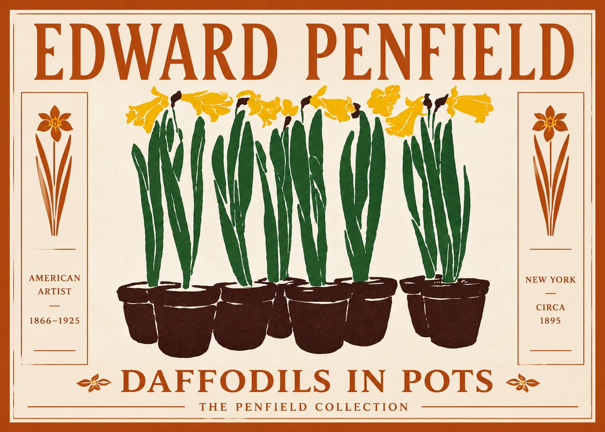 Edward Penfield Daffodils in Pots No5 - Juliste