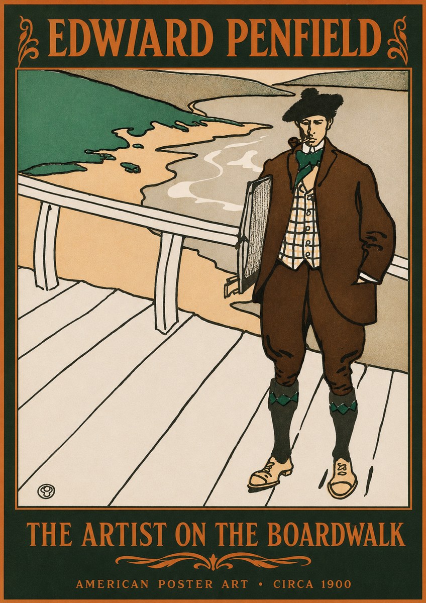 Edward Penfield The Artist on the Boardwalk No2 - Juliste