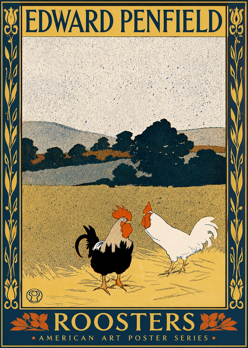 Edward Penfield Roosters No5 - Juliste