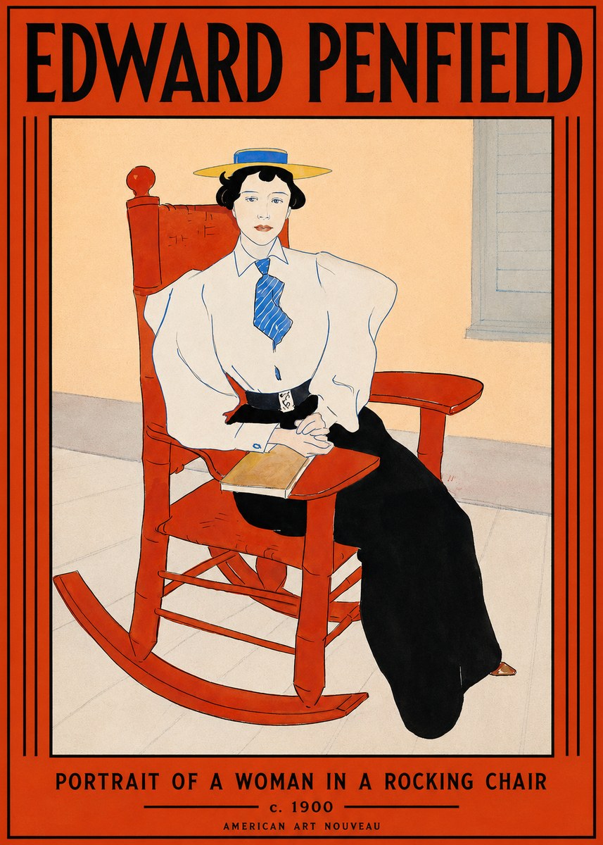 Edward Penfield Portrait of a Woman in a Rocking Chair No2 - Juliste
