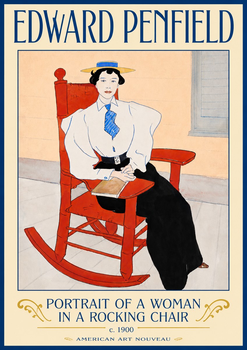 Edward Penfield Portrait of a Woman in a Rocking Chair No3 - Juliste