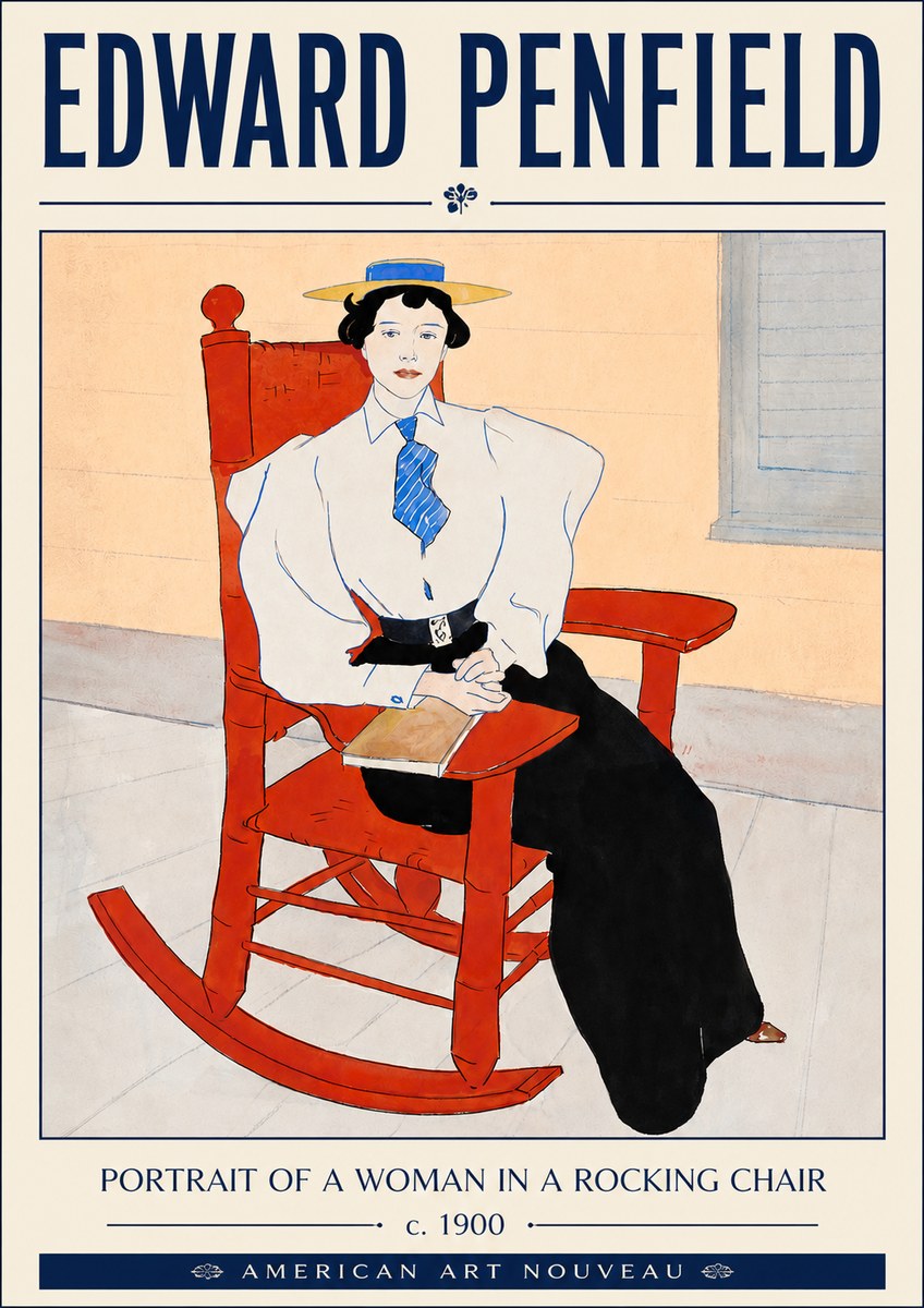 Edward Penfield Portrait of a Woman in a Rocking Chair No4 - Juliste