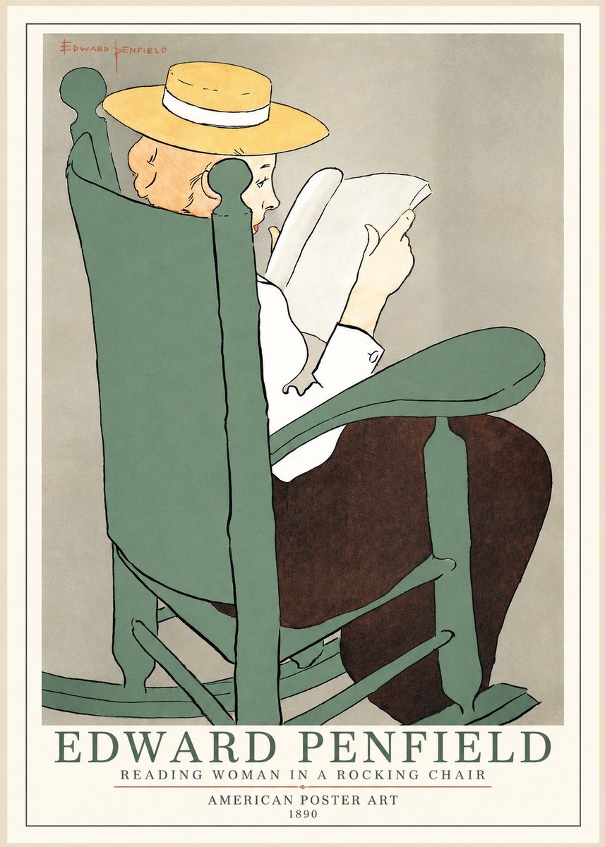 Edward Penfield Reading Woman in a Rocking Chair No1 - Juliste
