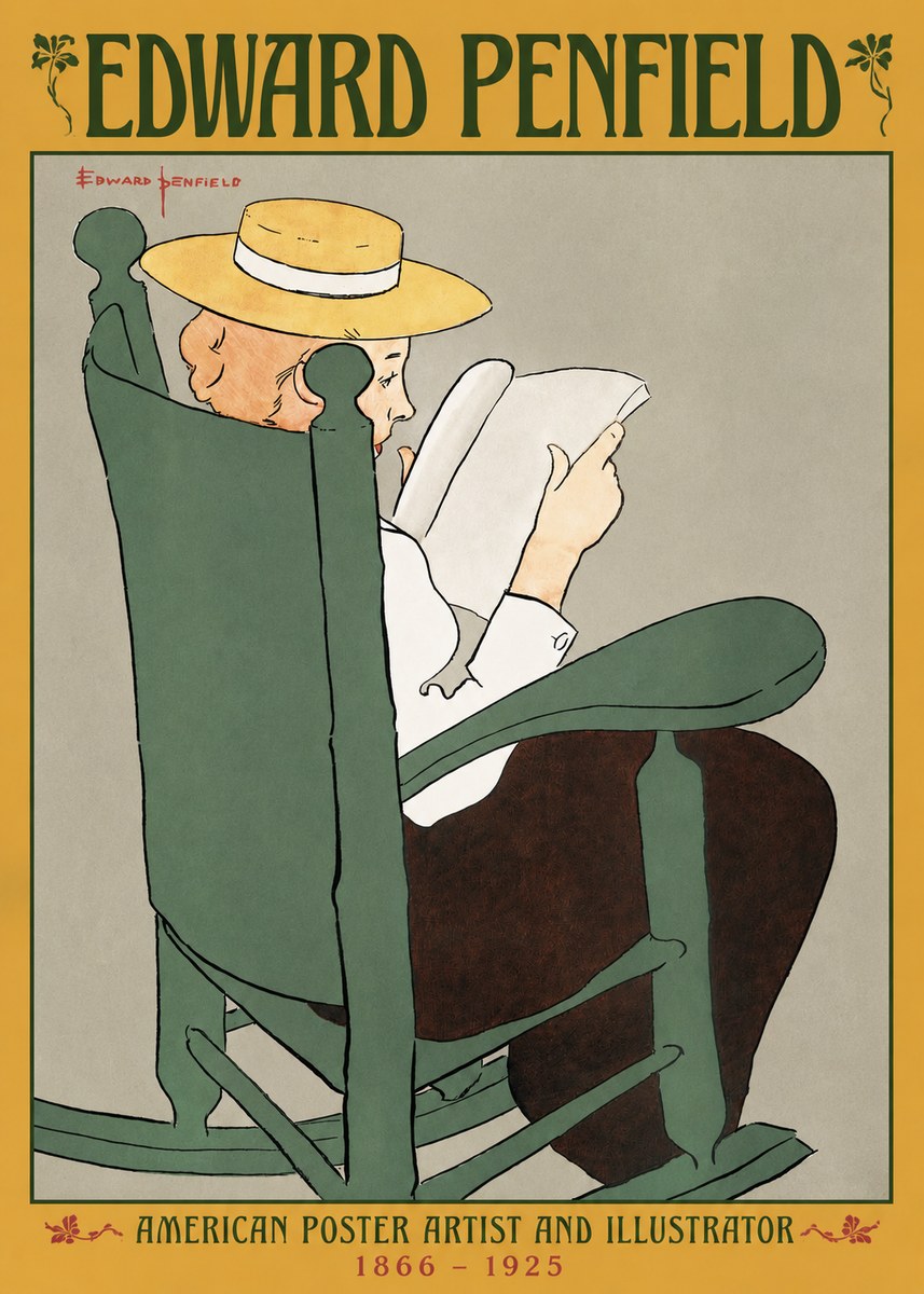 Edward Penfield Reading Woman in a Rocking Chair No3 - Juliste