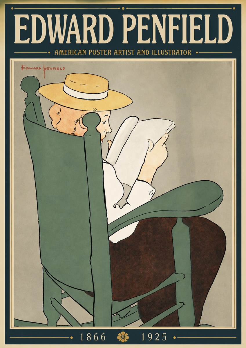 Edward Penfield Reading Woman in a Rocking Chair No4 - Juliste