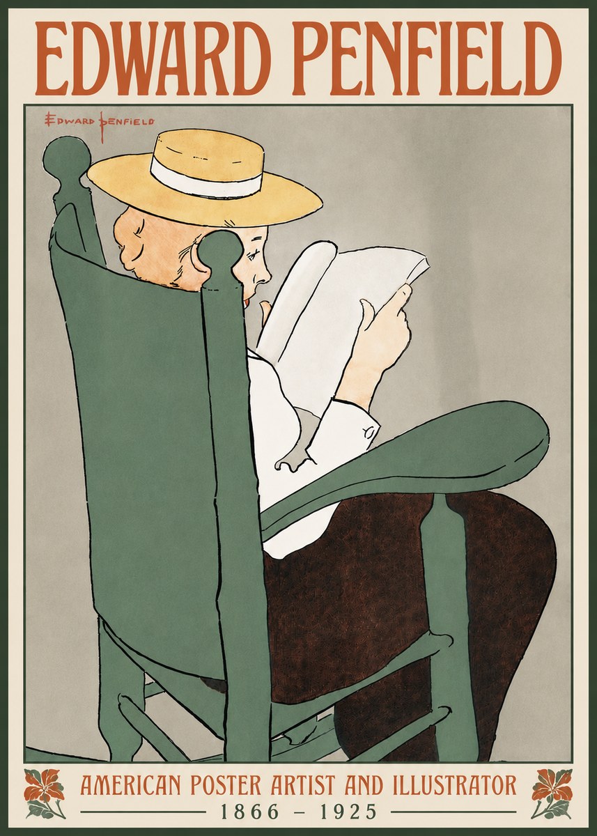 Edward Penfield Reading Woman in a Rocking Chair No5 - Juliste