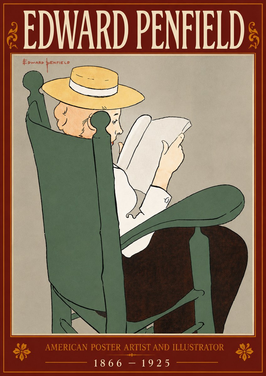 Edward Penfield Reading Woman in a Rocking Chair No6 - Juliste