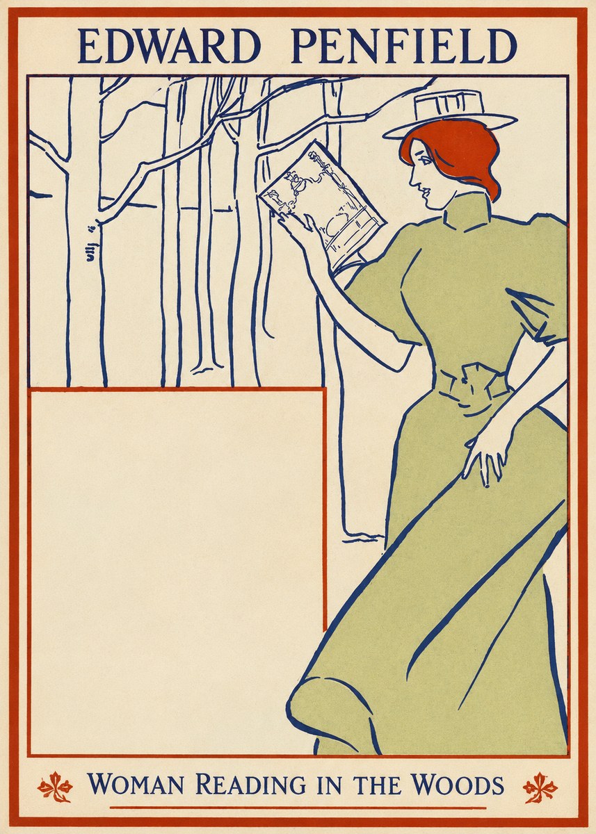 Edward Penfield Woman Reading in the Woods No1 - Juliste