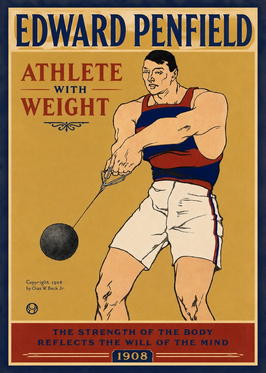 Edward Penfield Athlete with Weight No3 - Juliste