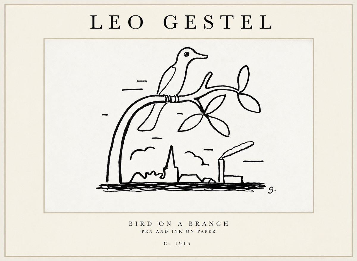 Leo Gestel Bird on a Branch No2 - Juliste