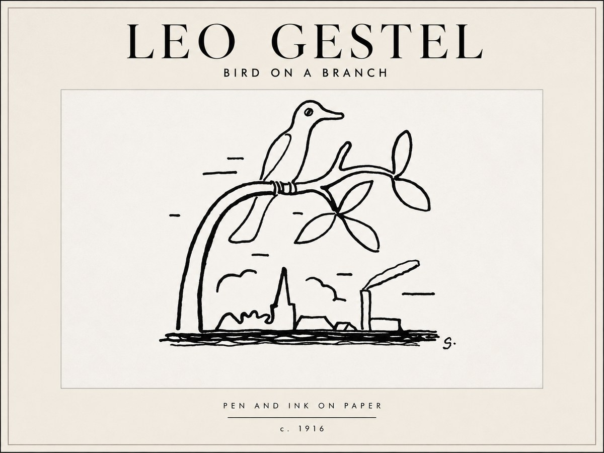 Leo Gestel Bird on a Branch No5 - Juliste