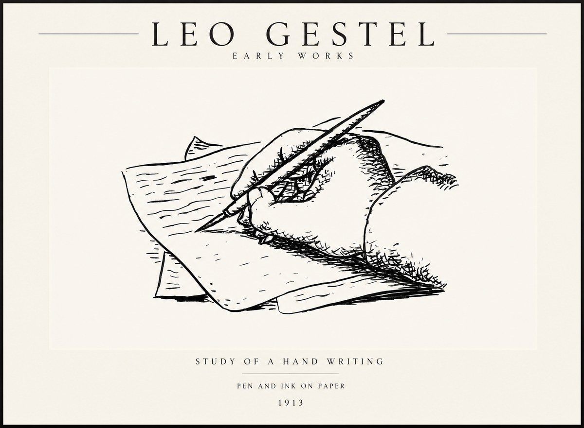 Leo Gestel Study of a Hand Writing No3 - Juliste